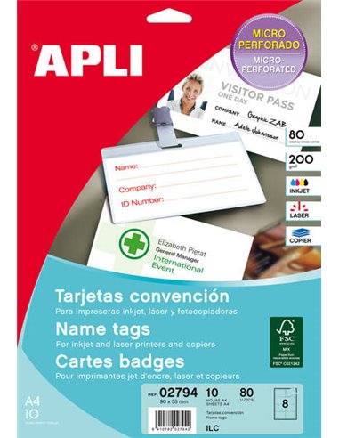 Apli - Cartes Convention Microperforées 200g 10 Feuilles