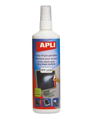 Apli - Spray nettoyant pour écran TFT/LCD - Contenu 250 ml - Élimine les taches et la poussière - Maintient les écrans propres e