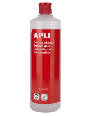 Apli - Silicone Scolaire 500 ml - Ne contient pas de méthanol - Conforme à la norme UNE-EN 71 partie 5 - Collage efficace du cao