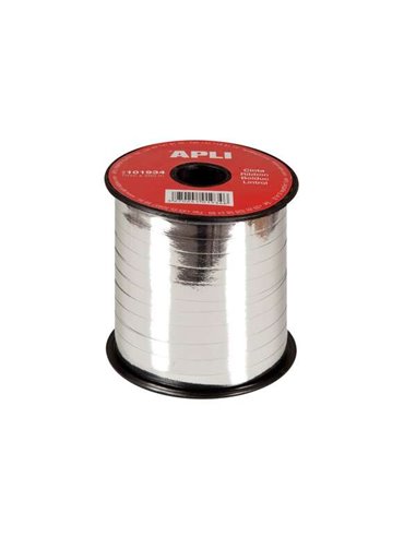 Apli - Rouleau de ruban d'emballage cadeau 7 mm x 250 m - Finition brillante - Couleur argent