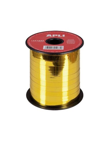 Apli - Rouleau de ruban d'emballage cadeau 7 mm x 250 m - Finition brillante - Couleur or