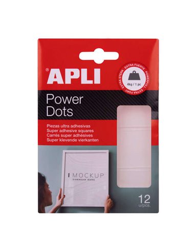 Apli - Power Dots - 12 unités - Ultra adhésif double face - Adhésif amovible - Blanc