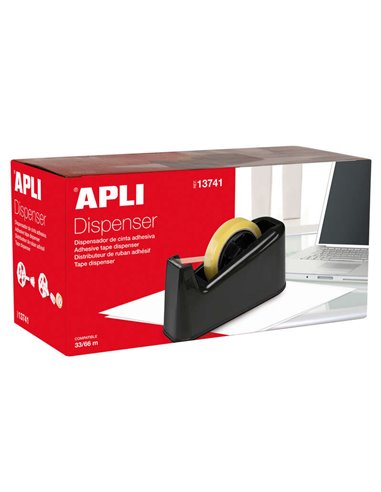 Apli - Trade Tape Holder - pour rouleaux de 33 et 66 - Facile à utiliser et à transporter - Noir