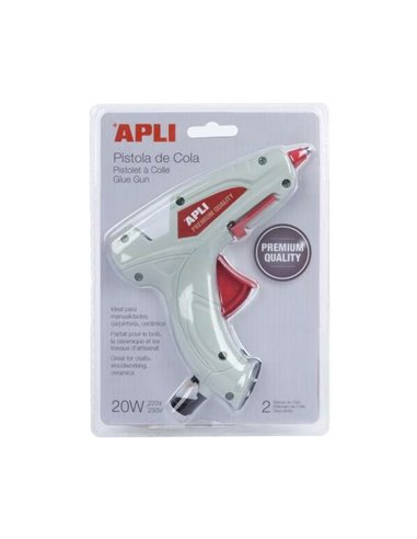 Apli - Pistolet à Colle Thermofusible Premium 20W + 2 Bâtons de Colle