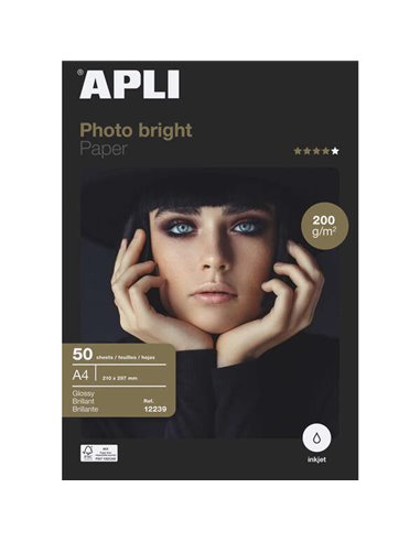 Apli - Papier Photo Photobright A4 200g 50 Feuilles