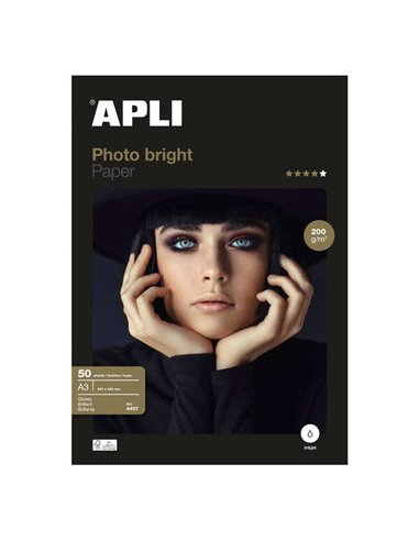 Apli - Papier Photo Photobright A3 200g 50 Feuilles