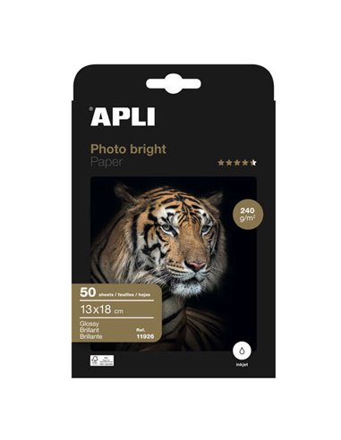 Apli - Papier Photo Photobright 13 x 18 cm 240g 50 Feuilles