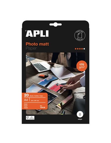 Apli - Papier Photo Mat A4 170g 20 Feuilles