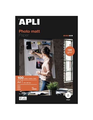 Apli - Papier Photo Mat A4 120g 100 Feuilles