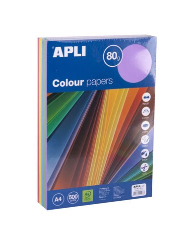 Apli - Papier Couleur Assortiment Intense A4 500 Feuilles