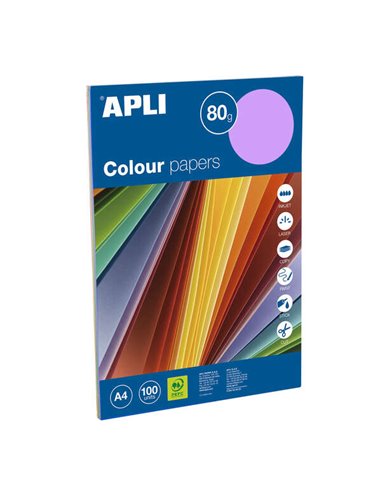 Apli - Papier Couleur Assortie Intense A4 100 Feuilles