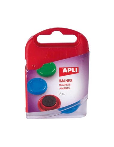 Apli - Pack de 8 Aimants Ø 20 mm - Couleurs Assorties