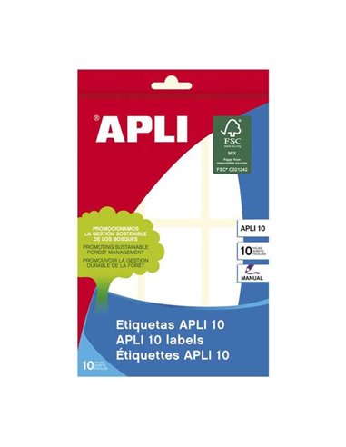 Apli - Paquet de 60 Étiquettes 34 x 67 mm - Idéales pour écrire dessus - Adhésif Permanent - Couleur Blanc