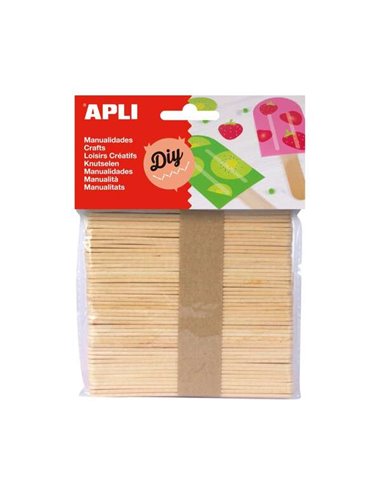 Apli - Pack de 50 Bâtons de Polo en Bois Naturel 114 x 10 mm - Couleur Bois