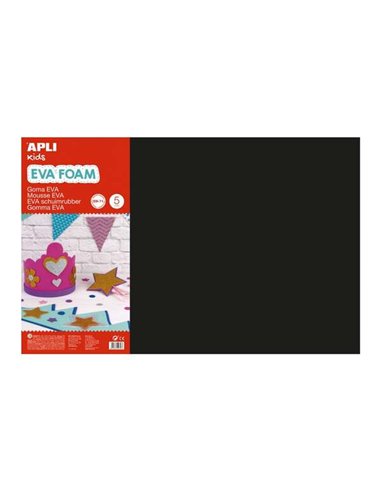 Apli - Pack de 5 Caoutchouc Eva 600 x 400 mm - Épaisseur 2 mm - Etanche - Thermoformable - Couleur Noir