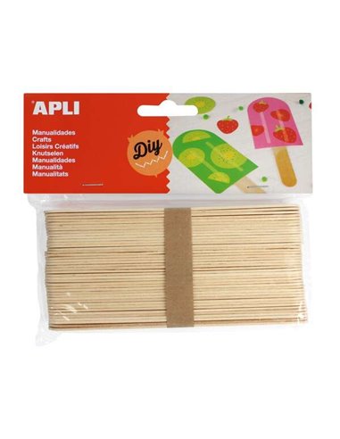 Apli - Pack de 40 Bâtons de Polo Jumbo en Bois Naturel 150 x 18 mm - Couleur Bois