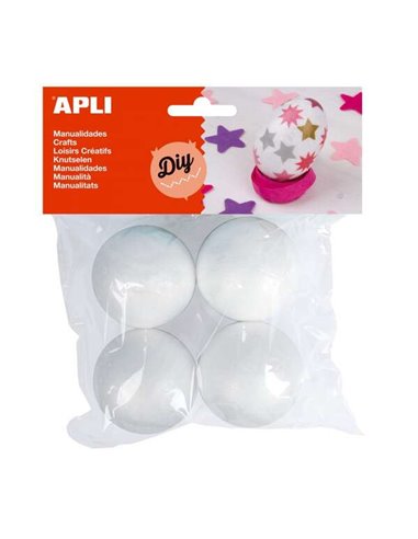 Apli - Pack de 4 Boules Porexpan Ø 50 mm - Coloris Blanc