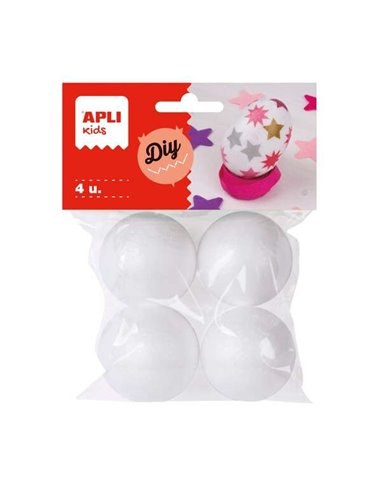 Apli - Pack de 4 Boules Porexpan Ø 45 mm - Coloris Blanc