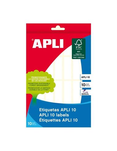 Apli - Pack de 280 Etiquettes Permanentes 13x40mm - Adaptées à l'Écriture Manuelle - Couleur Blanc