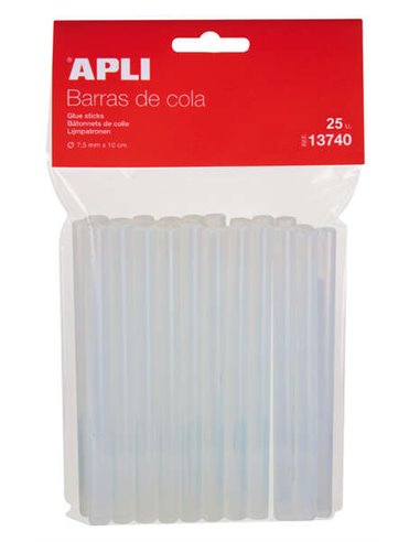 Apli - Pack de 25 Barres Hot Melt Ø7,5mmx10cm - Précision et Propreté dans votre travail - Ne coule pas - Compatible avec les Pi