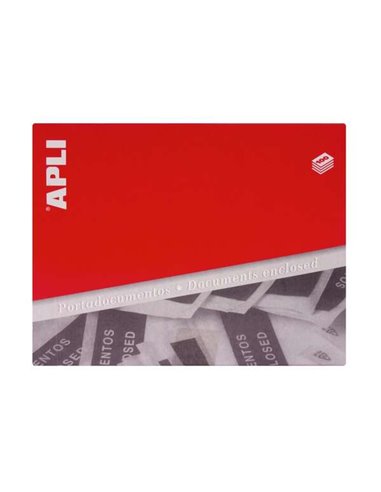 Apli - Pack de 100 Enveloppes Porte Documents 240 x 140 x 20 mm - Adhésif au Dos - Texte en 3 Langues