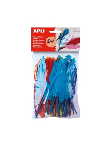 Apli - Pack de 100 Plumes Indiennes - Mesures entre 9 cm et 14 cm - Couleurs Assorties