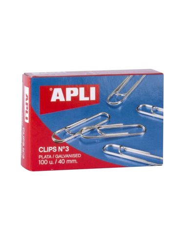 Apli - Paquet de 100 Clips Galvanisés N°3 40 mm