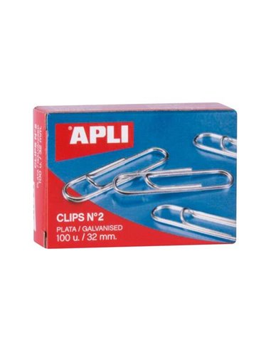 Apli - Paquet de 100 Clips Galvanisés N°2 32 mm