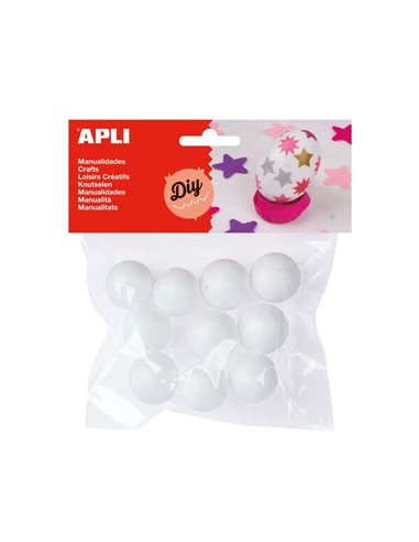 Apli - Paquet de 10 Boules Porexpan Ø 25 mm - Blanc