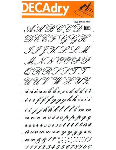 Apli - Lettres et Chiffres Transférables Super 12mm - 179 Caractères - Noirs Intenses