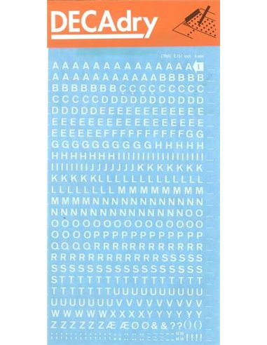 Apli - Lettres Transférables Blanches 4mm - Application Facile - 470 Caractères - Polyvalent et Résistant - Blanc