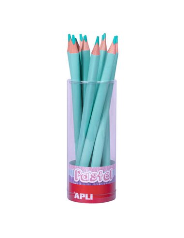 Apli - Crayons Jumbo Pastel Turquoise - Mine 5 mm - Forme Triangulaire pour Enfants - Diamètre 10 mm - Paquet de 18 unités