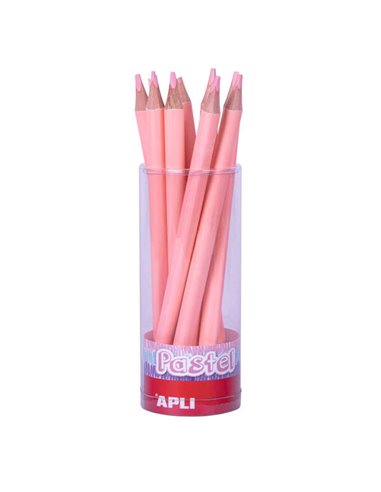 Apli - Crayons Jumbo Pastel Rose - Mine 5 mm - Forme Triangulaire pour Enfants - Diamètre 10 mm - Longueur 170 mm - Paquet 18 Un