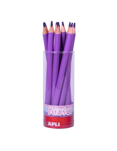 Apli - Crayons Pastel Jumbo Lilas - Mine 5 mm - Forme Triangulaire pour Enfants - Diamètre 10 mm - Longueur 170 mm - Paquet 18 U