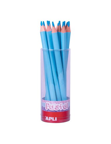 Apli - Crayons Jumbo Pastel Bleu - Mine 5 mm - Forme Triangulaire pour Enfants - Diamètre 10 mm - Longueur 170 mm - Paquet de 18