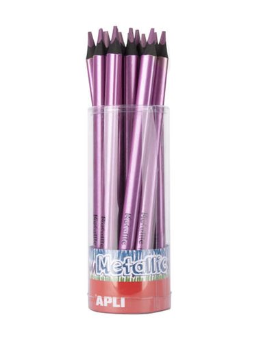 Apli - Crayons Jumbo Lilas Métallisé - Épaisseur Triangulaire 5mm - Paquet de 18 Unités - Idéal pour une Meilleure Tenue