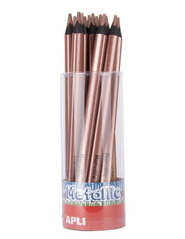 Apli - Crayons Jumbo Métalliques Bronze - Épaisseur Triangulaire 5 mm - 18 unités par paquet - Idéal pour une meilleure tenue et