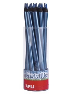 Apli - Crayons Métalliques Jumbo Bleu Métallisé - Épaisseur Triangulaire 5 mm - 18 unités par paquet - Idéal pour une meilleure 