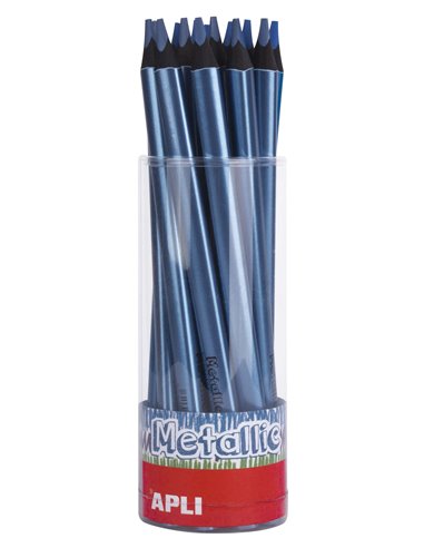 Apli - Crayons Métalliques Jumbo Bleu Métallisé - Épaisseur Triangulaire 5 mm - 18 unités par paquet - Idéal pour une meilleure 