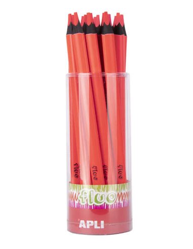 Apli - Crayons Jumbo Rouge Fluor - Épaisseur Triangulaire 5 mm - 18 unités par paquet - Idéal pour une meilleure tenue et une pl