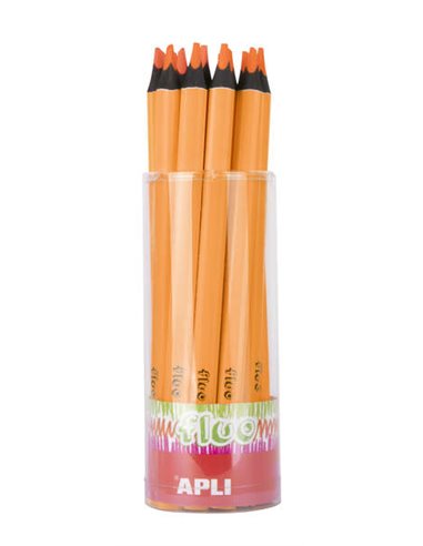 Apli - Crayons Jumbo Orange Fluor - Triangulaires 5 mm - Meilleure tenue et couverture - Paquet de 18 unités - Format Display