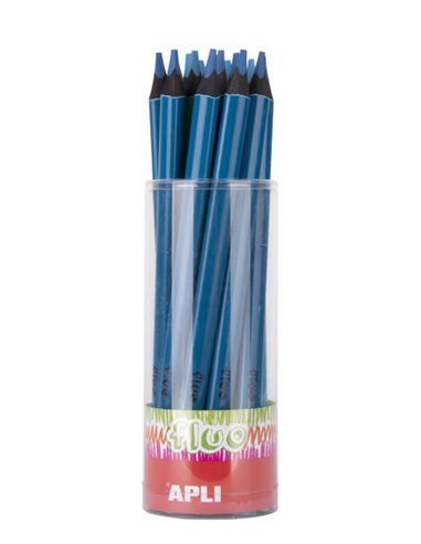 Apli - Crayons Jumbo Bleu Fluor - Triangulaires 5 mm - Meilleure tenue et couverture - Paquet de 18 unités - Format Display