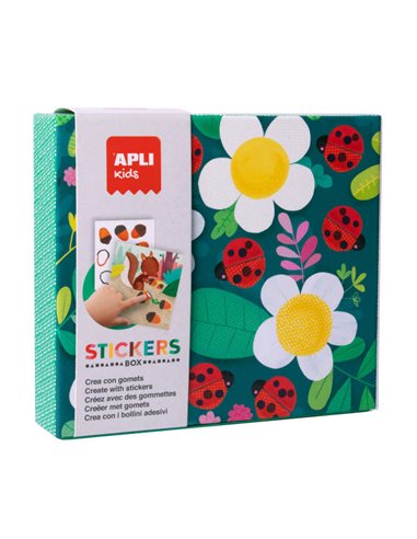 Apli - Jeux Gomet Coccinelle Enfants - 8 Feuilles Illustrées de 200G - 8 Feuilles de Gomets Géométriques Amovibles - Haute Valeu