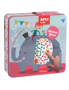 Apli - Jeu de Gomets Éléphant pour Enfants - 16 Feuilles à Remplir de Gomets - 10 Feuilles de Gomets de Forme Géométrique Amovib