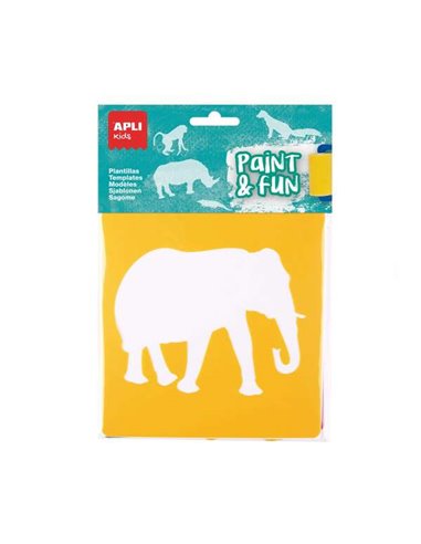 Apli - Sachet Enfant de 6 Gabarits Animaux de la Jungle - 9 Formes d'Animaux - Polypropylène Souple - Lavable - Couleurs Assorti