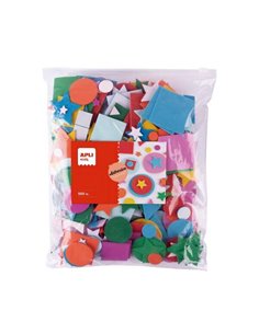 Apli - Sachet Enfant de 500 Formes en Caoutchouc EVA - Formes, Tailles et Couleurs Assorties