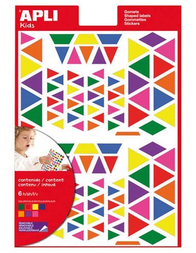 Apli - Gomets Triangulaires Amovibles - Tailles Assorties - 648 Gomets par Sachet - Développement des Compétences et de la Créat