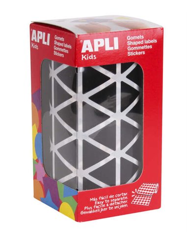 Apli - Gomets Triangulaires Noirs - Taille 20 x 20 x 20 mm - Adhésif Permanent - 2832 Gomets par Rouleau - Idéal pour les écoles