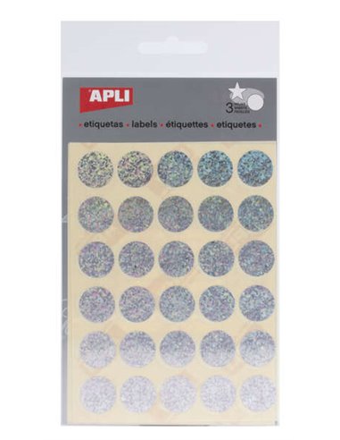 Apli - Gomets ronds holographiques Ø 20 mm - Adhésif permanent - 90 Gomets en 3 feuilles - Développement des compétences et de l