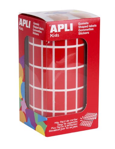 Apli - Gomets rectangulaires rouges - 20x10 mm - 59 feuilles prédécoupées - 3540 Gomets par rouleau - Idéal pour les activités d